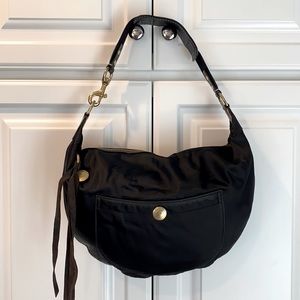 Black satin Coach hobo bag